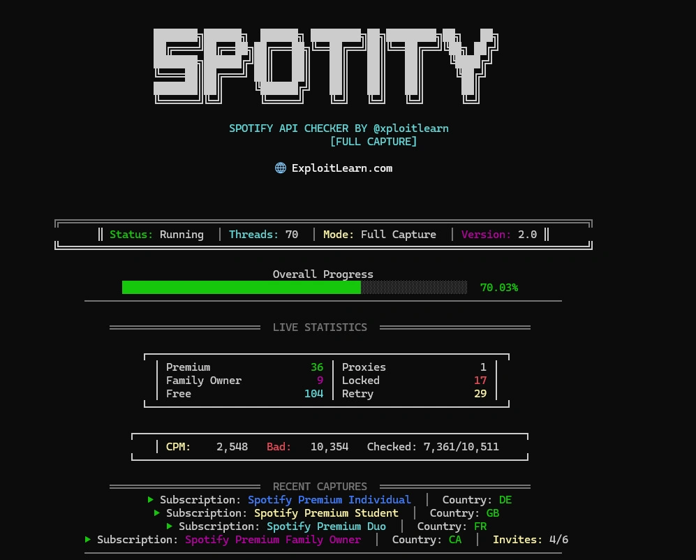 SPOTIFY CHECKER | API | FULL CAPTURE | No Captcha